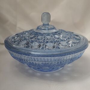 Vintage Windsor Indiana Blue Glass Candy Dish with Lid